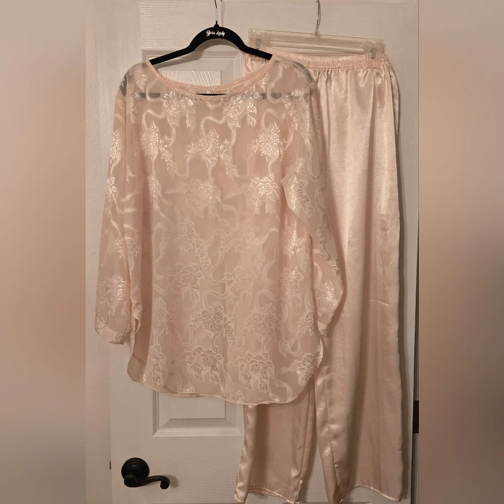 Vintage Victoria's Secret Gold Label Women's Pajama Set Cream Size M
